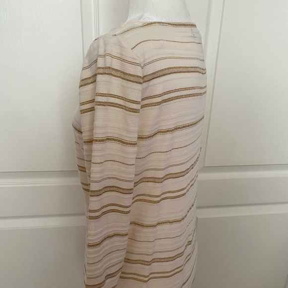 Lauren Ralph Lauren Metallic Cream & Gold Striped Top | Size M | EUC - Picture 7 of 9